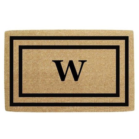 NEDIA HOME Nedia Home O2182W 36 x 72 in. Thin Double Picture Frame Heavy Duty Coir Door Mat; Monogrammed W - Black O2182W